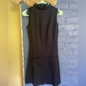 Black sourpuss mock neck a-line dress